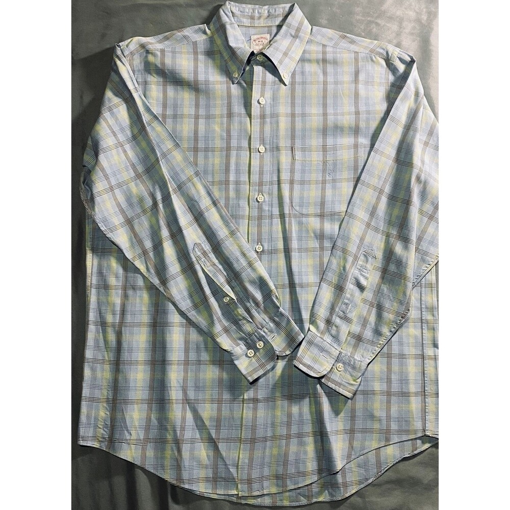 Brooks Brothers Mens Multicolor Plaid Long Sleeve Button Down Shirt Size M